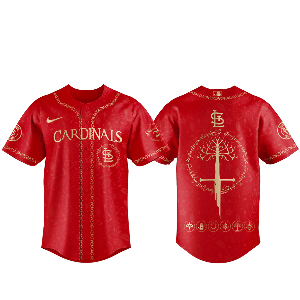 St. Louis Cardinals The Lord of The Rings 2026 Night Red Baseball Jersey 1 St. Louis Cardinals The Lord of The Rings 2026 Night Red Baseball Jersey