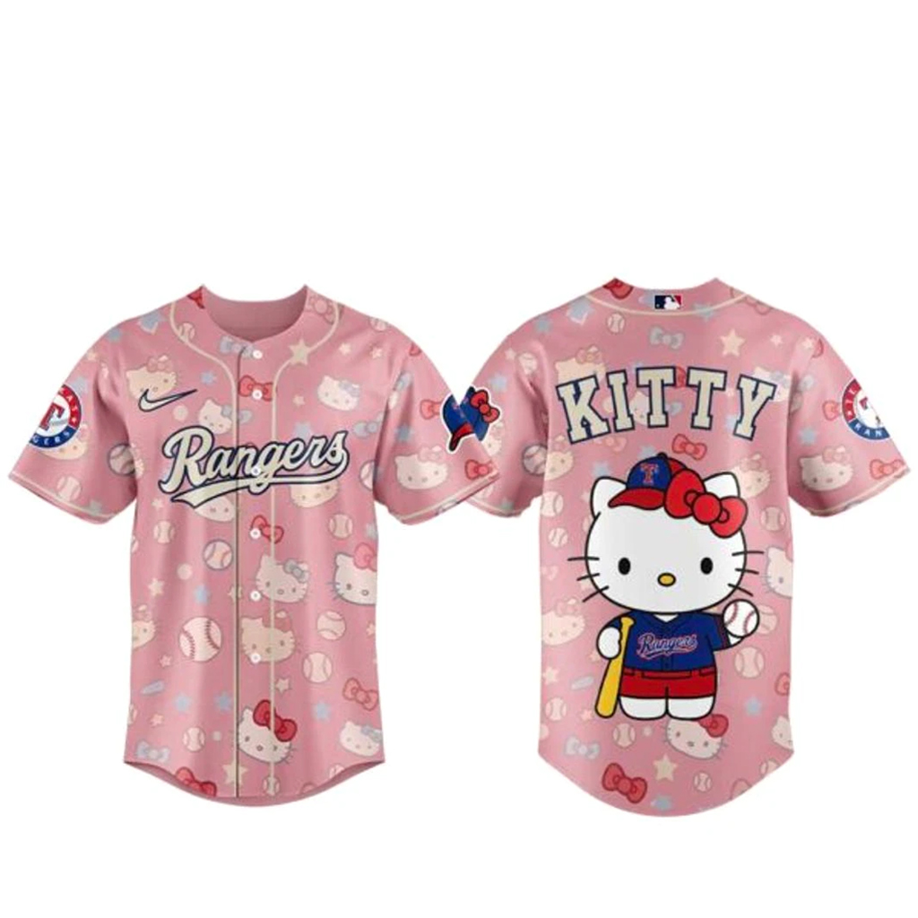 Texas Rangers x Hello Kitty 2026 Baseball Jersey 1 Texas Rangers x Hello Kitty 2026 Baseball Jersey