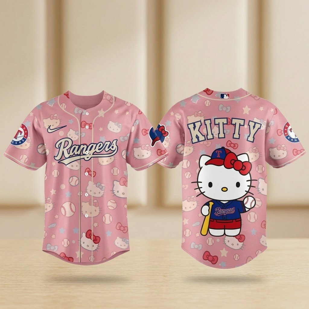 Texas Rangers x Hello Kitty 2026 Baseball Jersey 2 Texas Rangers x Hello Kitty 2026 Baseball Jersey