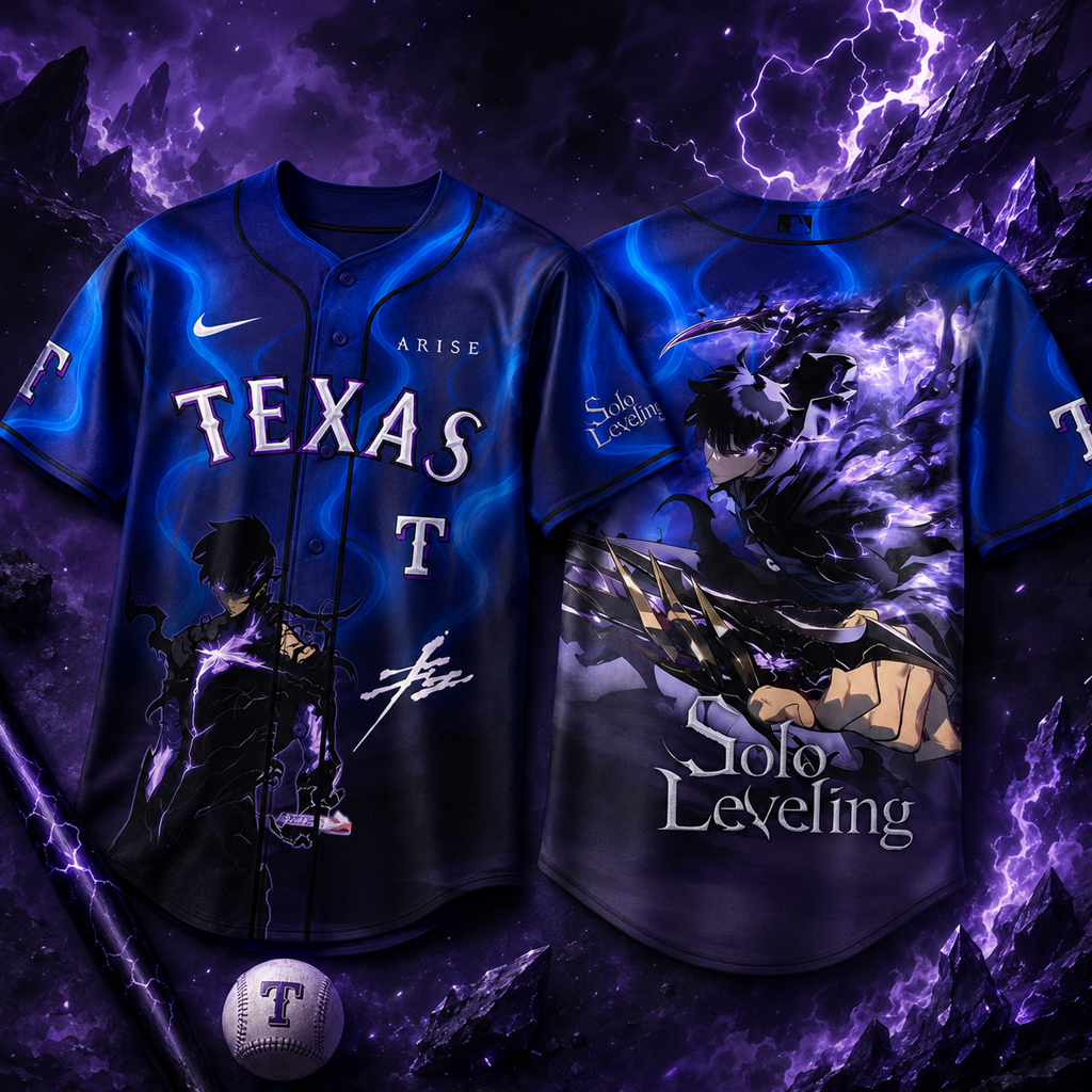 Texas Rangers x Solo Leveling Night 2026 Baseball Jersey Version 2 2 Texas Rangers x Solo Leveling Night 2026 Baseball Jersey Version 2