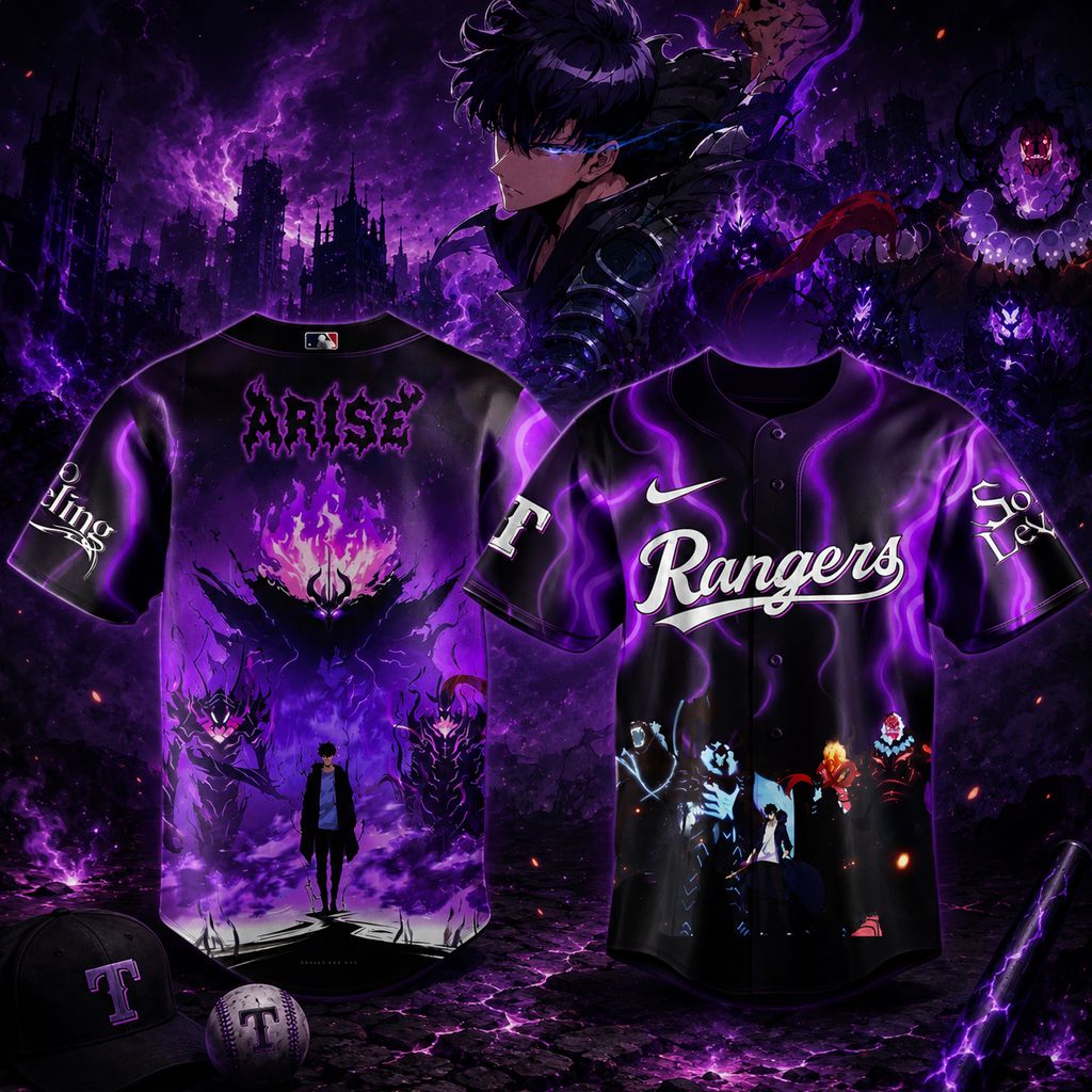 Texas Rangers x Solo Leveling Night 2026 Baseball Jersey Version 4 2 Texas Rangers x Solo Leveling Night 2026 Baseball Jersey Version 4