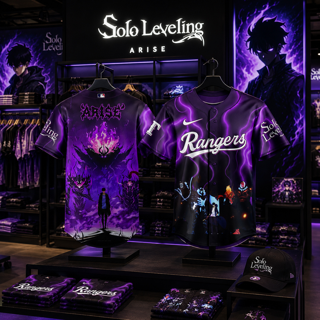 Texas Rangers x Solo Leveling Night 2026 Baseball Jersey Version 4 3 Texas Rangers x Solo Leveling Night 2026 Baseball Jersey Version 4