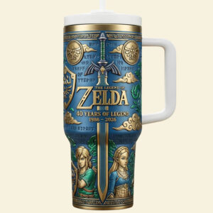 The Legend Of Zelda Celebrate 40 Years Of Adventure Graphic Tumbler for Gaming Fans