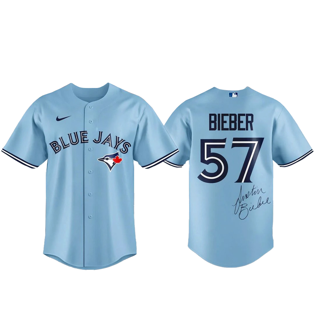 Toronto Blue Jays x Justin Bieber Baseball Jersey 1 Toronto Blue Jays x Justin Bieber Baseball Jersey