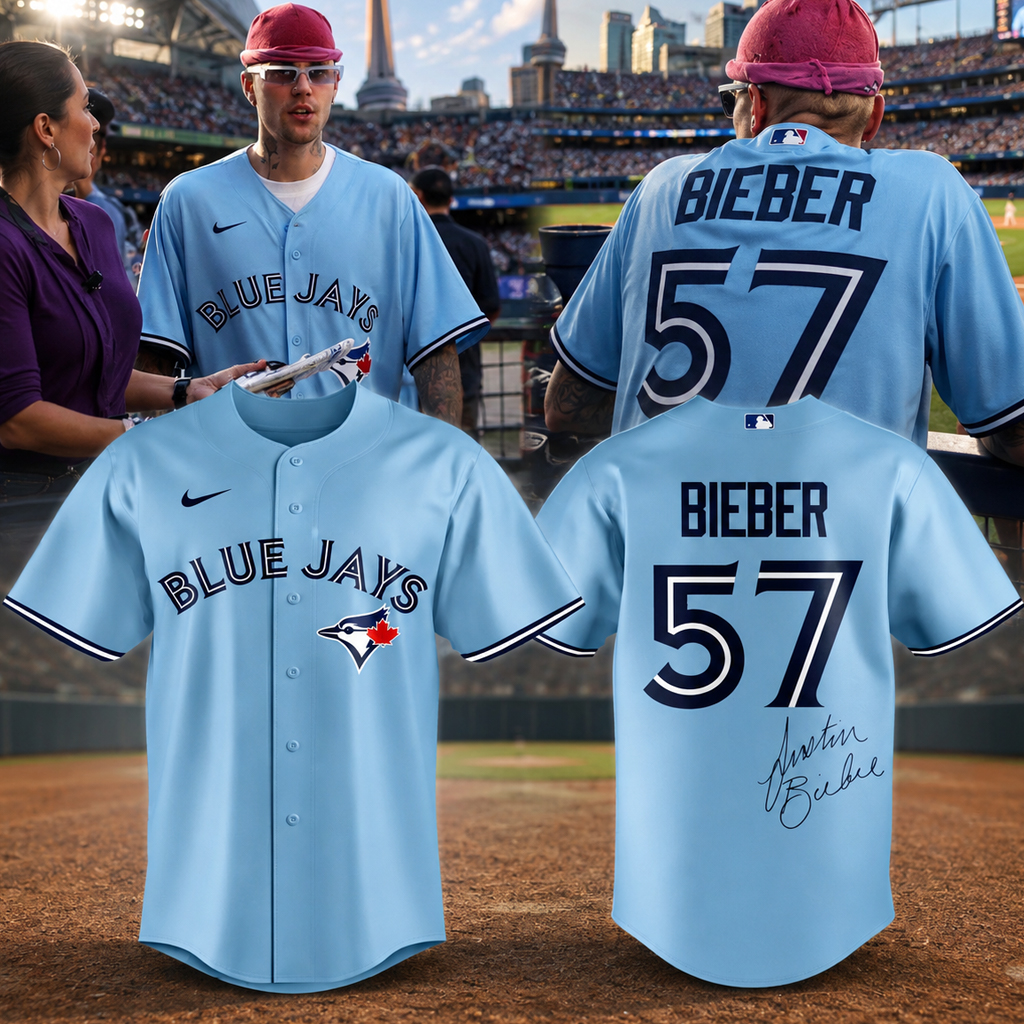 Toronto Blue Jays x Justin Bieber Baseball Jersey 2 Toronto Blue Jays x Justin Bieber Baseball Jersey