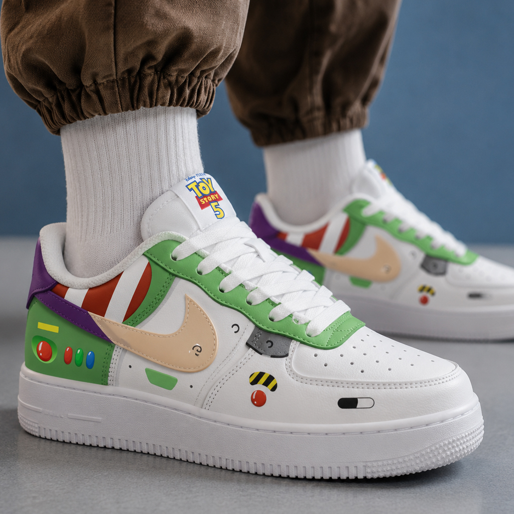 Toy Story 5 Buzz Lightyear Graphic Air Force 1 Shoes Sneakers for Movie Fans 2 Toy Story 5 Buzz Lightyear Graphic Air Force 1 Shoes Sneakers for Movie Fans