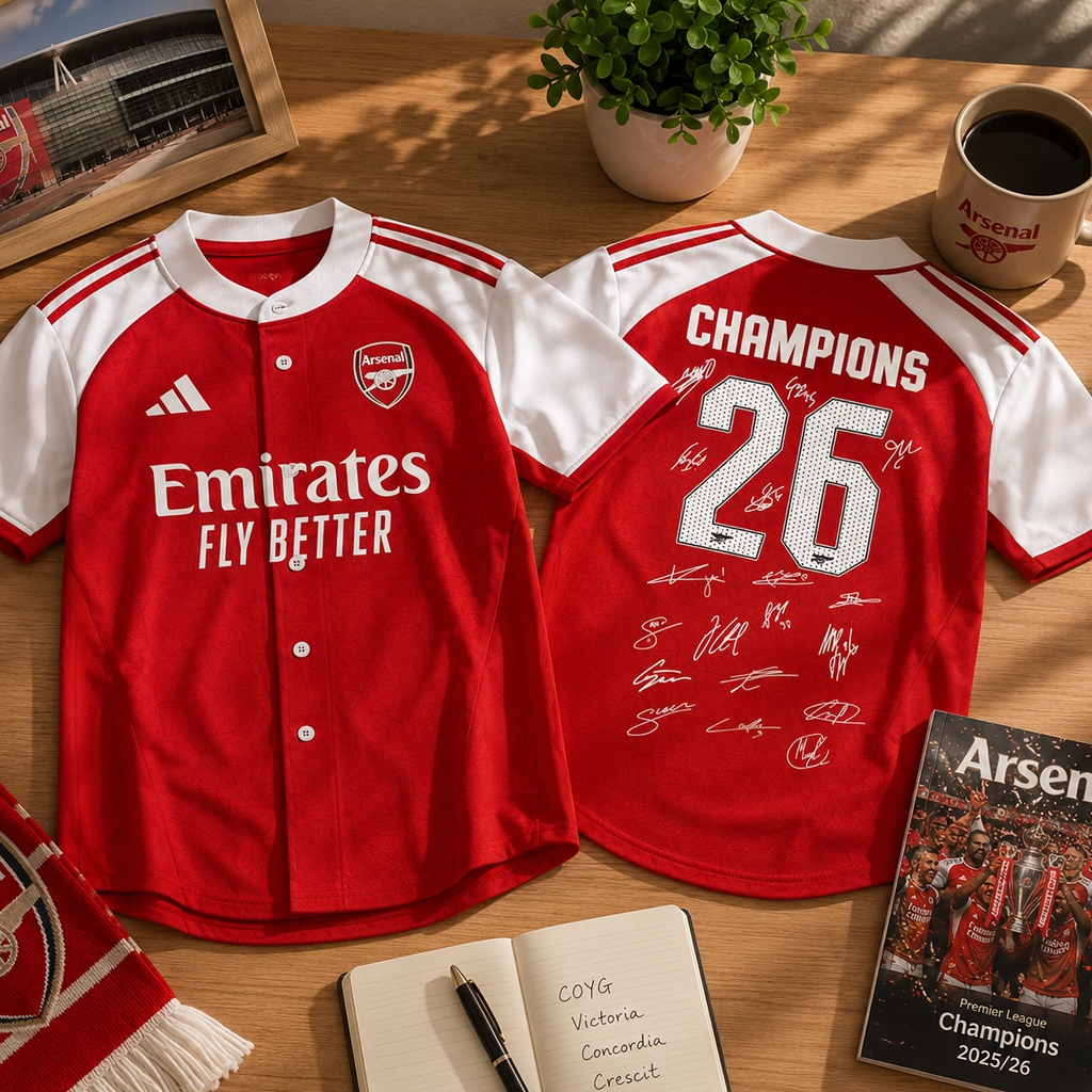 Unisex Arsenal Premier Champions Signature 2026 Baseball Jersey – Football Fan Button-Up Shirt 3 Unisex Arsenal Premier Champions Signature 2026 Baseball Jersey – Football Fan Button-Up Shirt