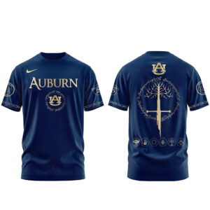 Unisex Auburn Tigers Lord Of The Rings 2026 Blue Graphic T-Shirt for College Sports Fans