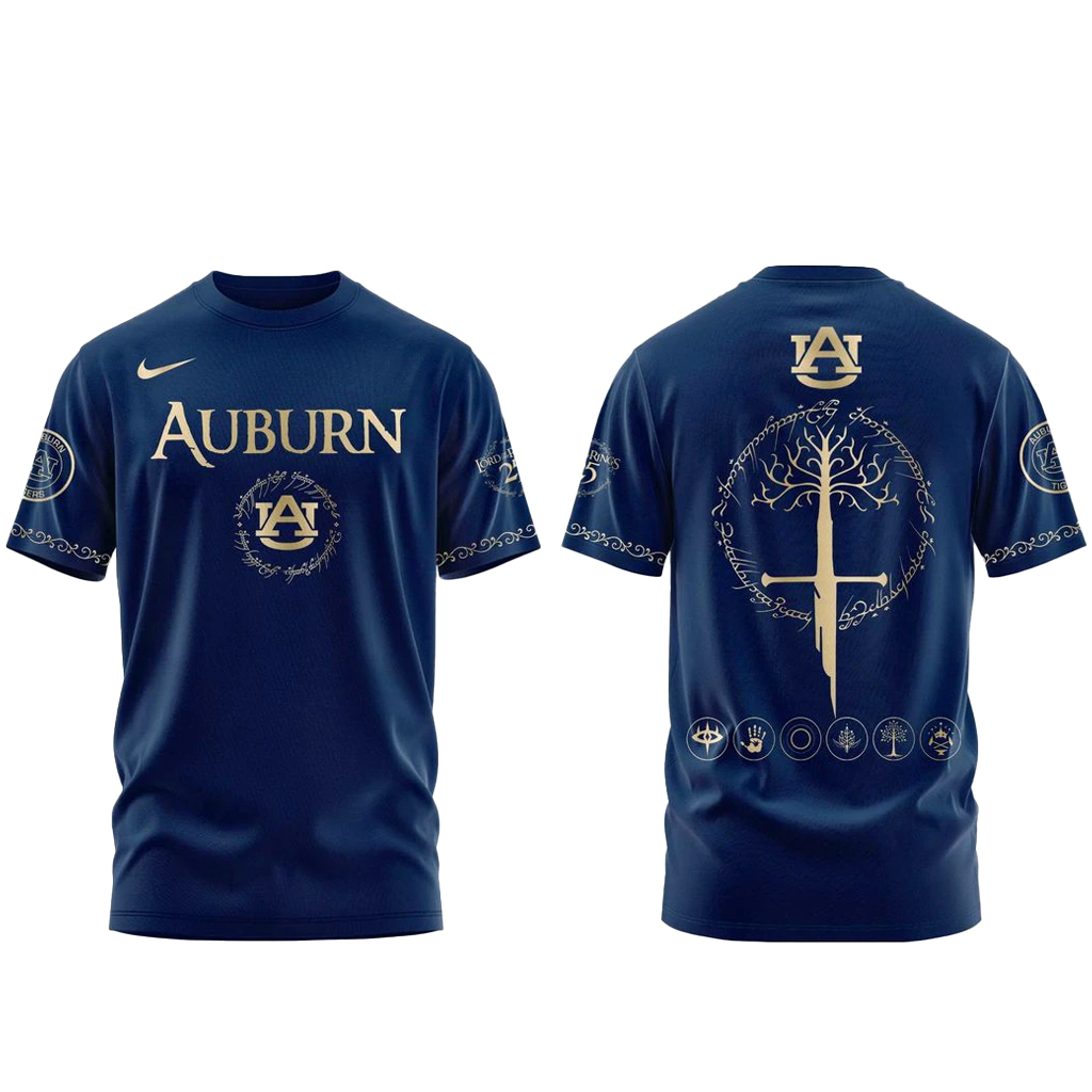 Unisex Auburn Tigers Lord Of The Rings 2026 Blue Graphic Shirt for College Sports Fans 1 Unisex Auburn Tigers Lord Of The Rings 2026 Blue Graphic T-Shirt for College Sports Fans