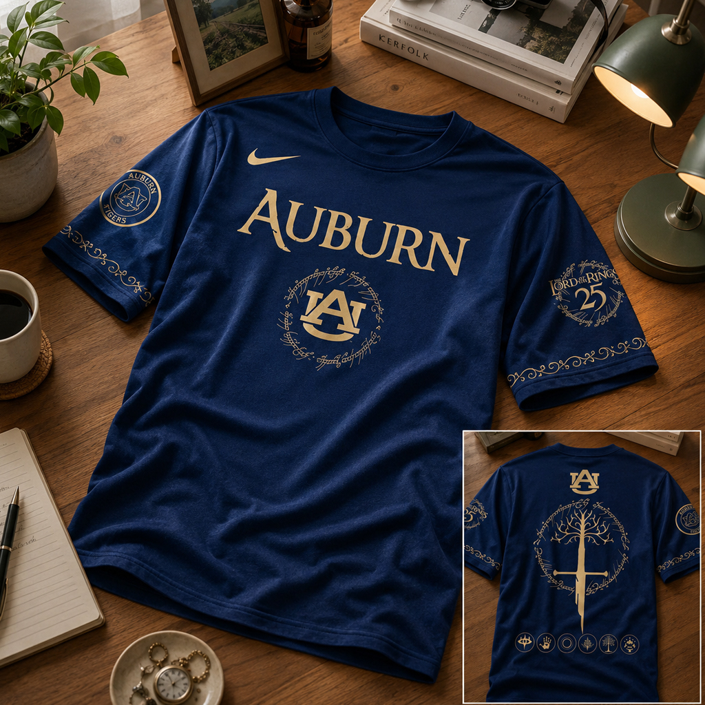 Unisex Auburn Tigers Lord Of The Rings 2026 Blue Graphic Shirt for College Sports Fans 3 Unisex Auburn Tigers Lord Of The Rings 2026 Blue Graphic T-Shirt for College Sports Fans