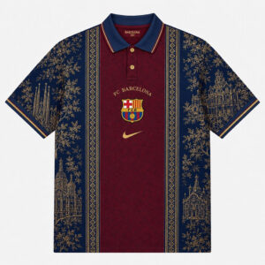 Unisex Barcelona FC x Heritage Paris Graphic Polo Shirt 2026 for Soccer Fans Version 2
