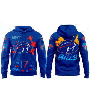 Unisex Buffalo Bills Billustration Graphic Hoodie – Blue Football Fan Pullover