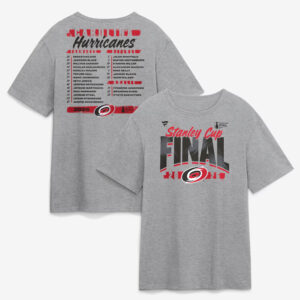 Unisex Carolina Hurricanes Heather Gray 2026 Stanley Cup Final Roster Graphic Shirt for Hockey Fans