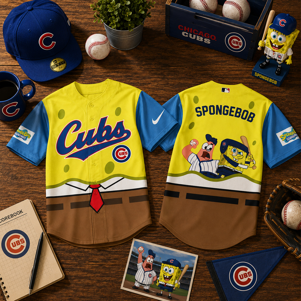 Unisex Chicago White Sox SpongeBob Night Graphic Baseball Jersey 2026 for Baseball Fans 2 Unisex Chicago Cubs SpongeBob Night Graphic Baseball Jersey 2026 for Baseball Fans