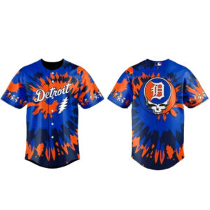 Unisex Detroit Tigers Grateful Dead Night Baseball Jersey – Music Fan Button-Up Shirt