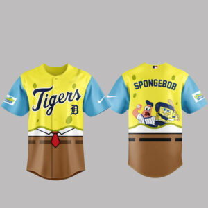 Unisex Detroit Tigers SpongeBob Night Graphic Baseball Jersey 2026 for Baseball Fans