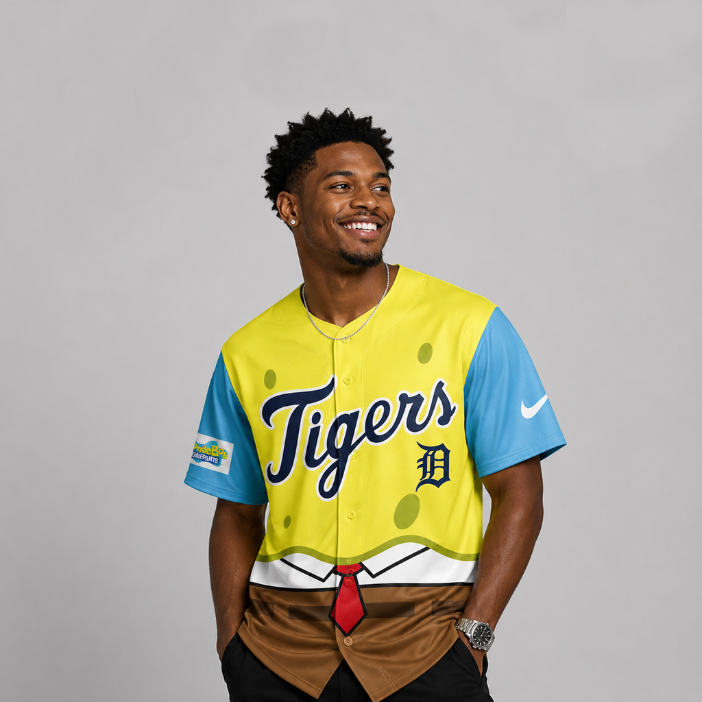 Unisex Detroit Tigers SpongeBob Night Graphic Baseball Jersey 2026 for Baseball Fans 2 Unisex Detroit Tigers SpongeBob Night Graphic Baseball Jersey 2026 for Baseball Fans