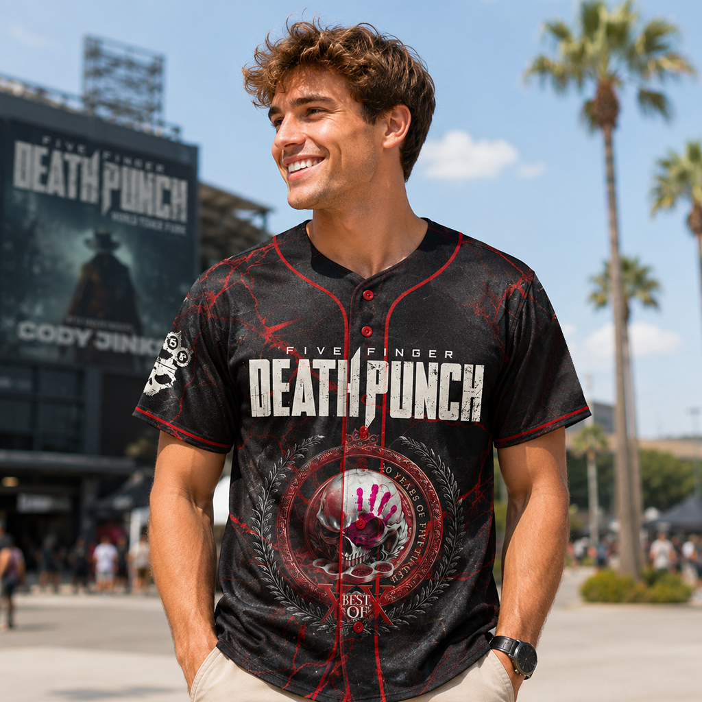 Unisex Five Finger Death Punch 20th Anniversary World Tour 2026 Baseball Jersey for Music Fans 2 Unisex Five Finger Death Punch 20th Anniversary World Tour 2026 Baseball Jersey for Music Fans