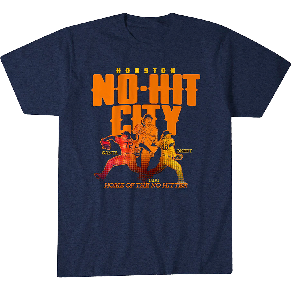 Unisex Houston No-No City Graphic Shirt Featuring Tatsuya Imai Steven Okert and Alimber Santa for Baseball Fans 1 Unisex Houston No-No City Graphic T-Shirt Featuring Tatsuya Imai Steven Okert and Alimber Santa for Baseball Fans