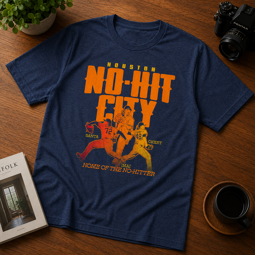 Unisex Houston No-No City Graphic Shirt Featuring Tatsuya Imai Steven Okert and Alimber Santa for Baseball Fans 2 Unisex Houston No-No City Graphic T-Shirt Featuring Tatsuya Imai Steven Okert and Alimber Santa for Baseball Fans