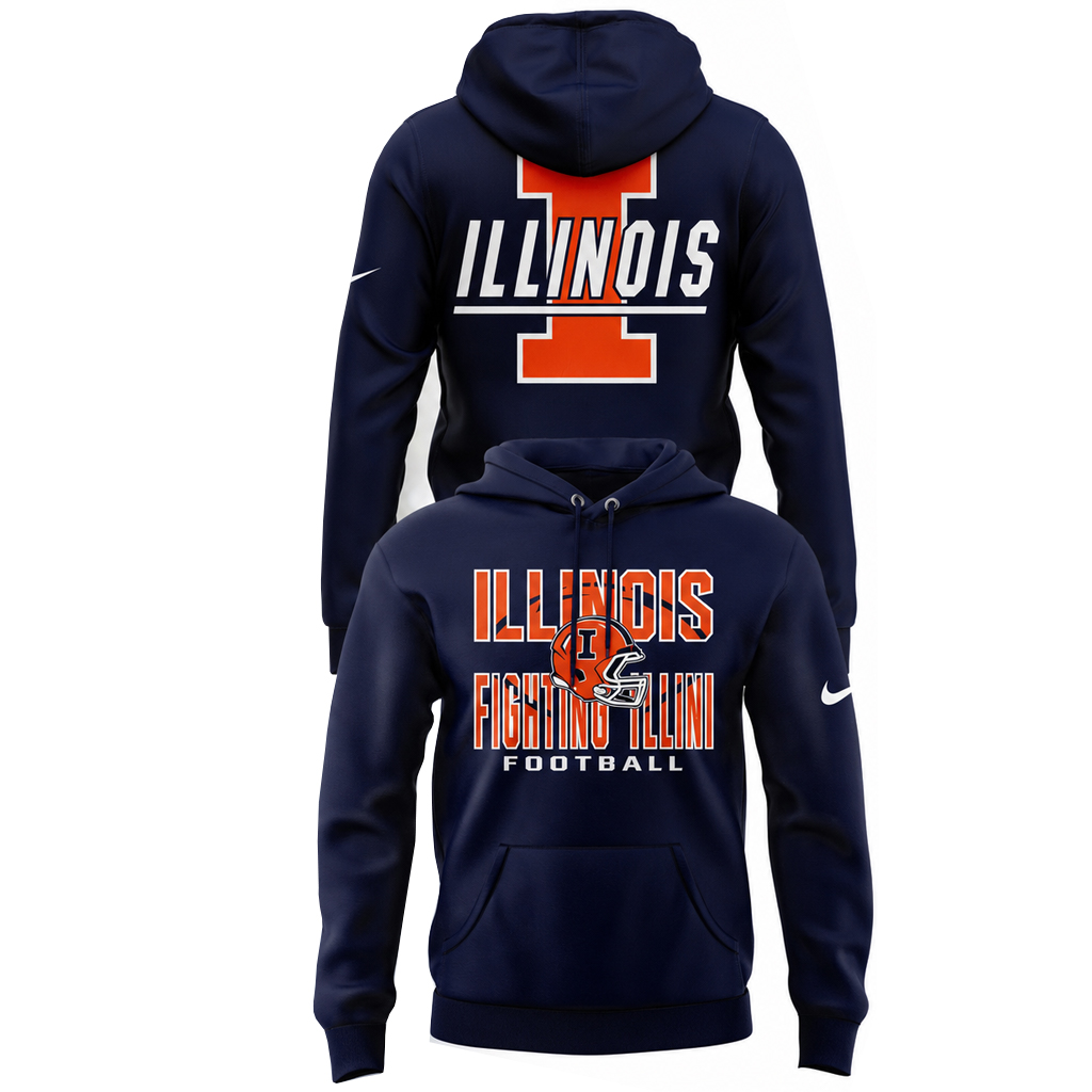 Unisex Illinois Fighting Illini 2026 Navy Graphic Shirt for College Sports Fans 2 Unisex Illinois Fighting Illini 2026 Navy Graphic Hoodie for College Sports Fans