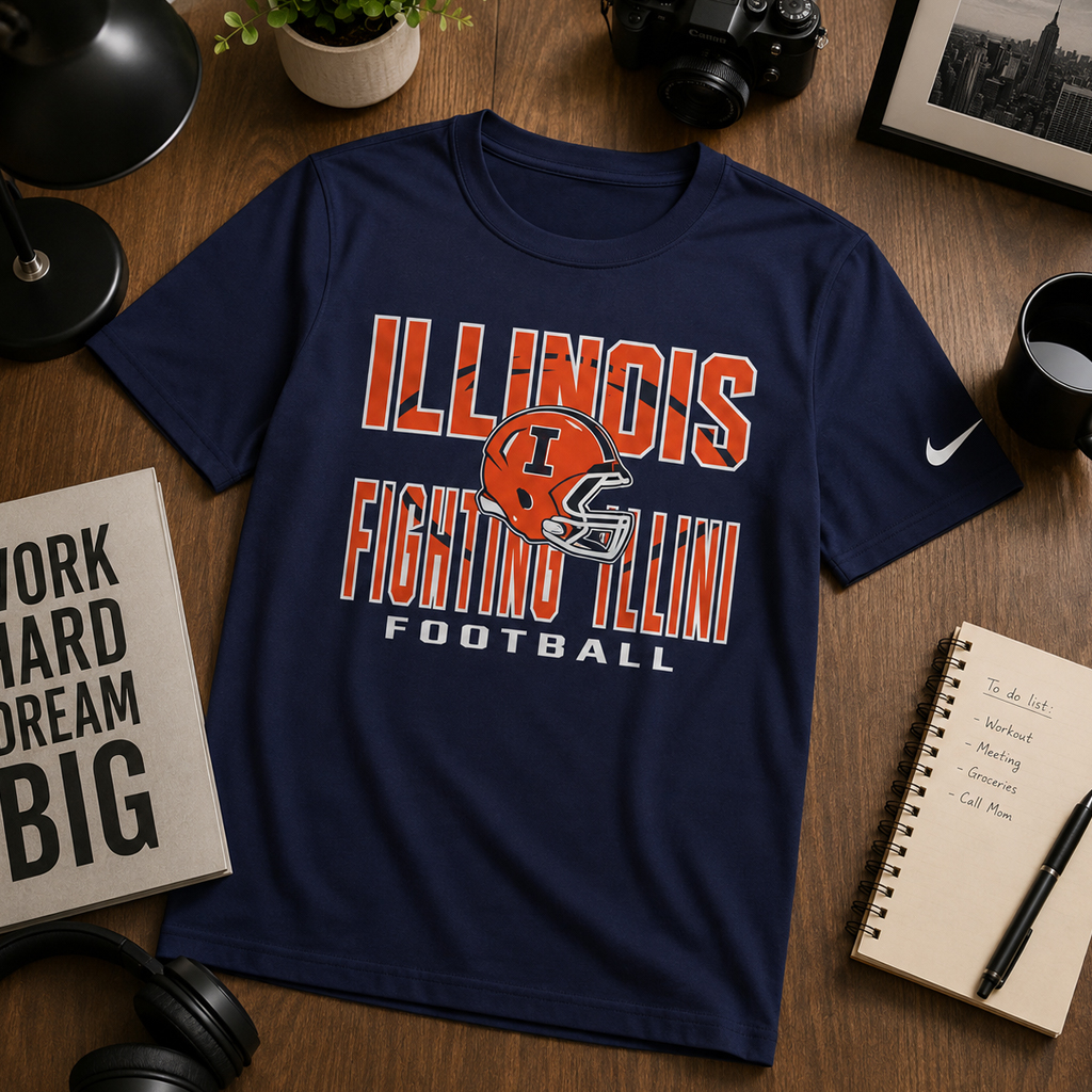 Unisex Illinois Fighting Illini 2026 Navy Graphic Shirt for College Sports Fans 3 Unisex Illinois Fighting Illini 2026 Navy Graphic T-Shirt for College Sports Fans