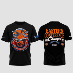 Unisex New York Knicks Eastern Conference Champions Black Graphic Shirt 2026 for Basketball Fans