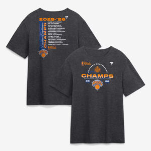 Unisex New York Knicks Eastern Conference Champions Roster Charcoal Graphic T-Shirt 2026 for Basketball Fans