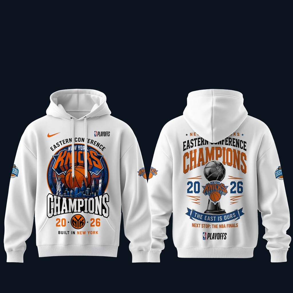 Unisex New York Knicks Eastern Conference Champions White Graphic Shirt 2026 for Basketball Fans 2 Unisex New York Knicks Eastern Conference Champions White Graphic Hoodie 2026 for Basketball Fans