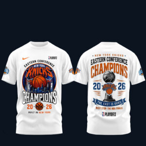 Unisex New York Knicks Eastern Conference Champions White Graphic T-Shirt 2026 for Basketball Fans