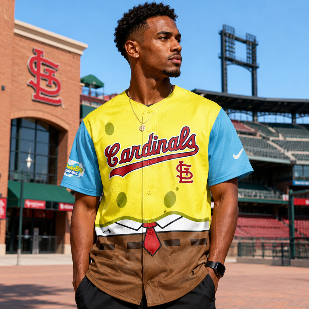 Unisex St. Louis Cardinals SpongeBob Night Graphic Baseball Jersey 2026 for Baseball Fans 3 Unisex St. Louis Cardinals SpongeBob Night Graphic Baseball Jersey 2026 for Baseball Fans