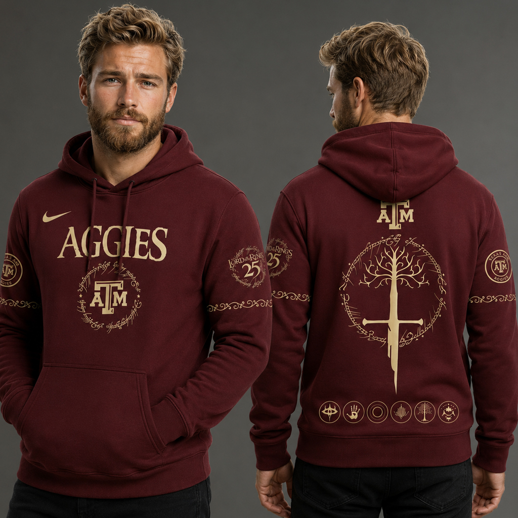 Unisex Texas A&M Aggies The Lord Of The Rings 2026 Graphic Shirt for College Sports Fans 4 Unisex Texas A&M Aggies The Lord Of The Rings 2026 Graphic Hoodie for College Sports Fans