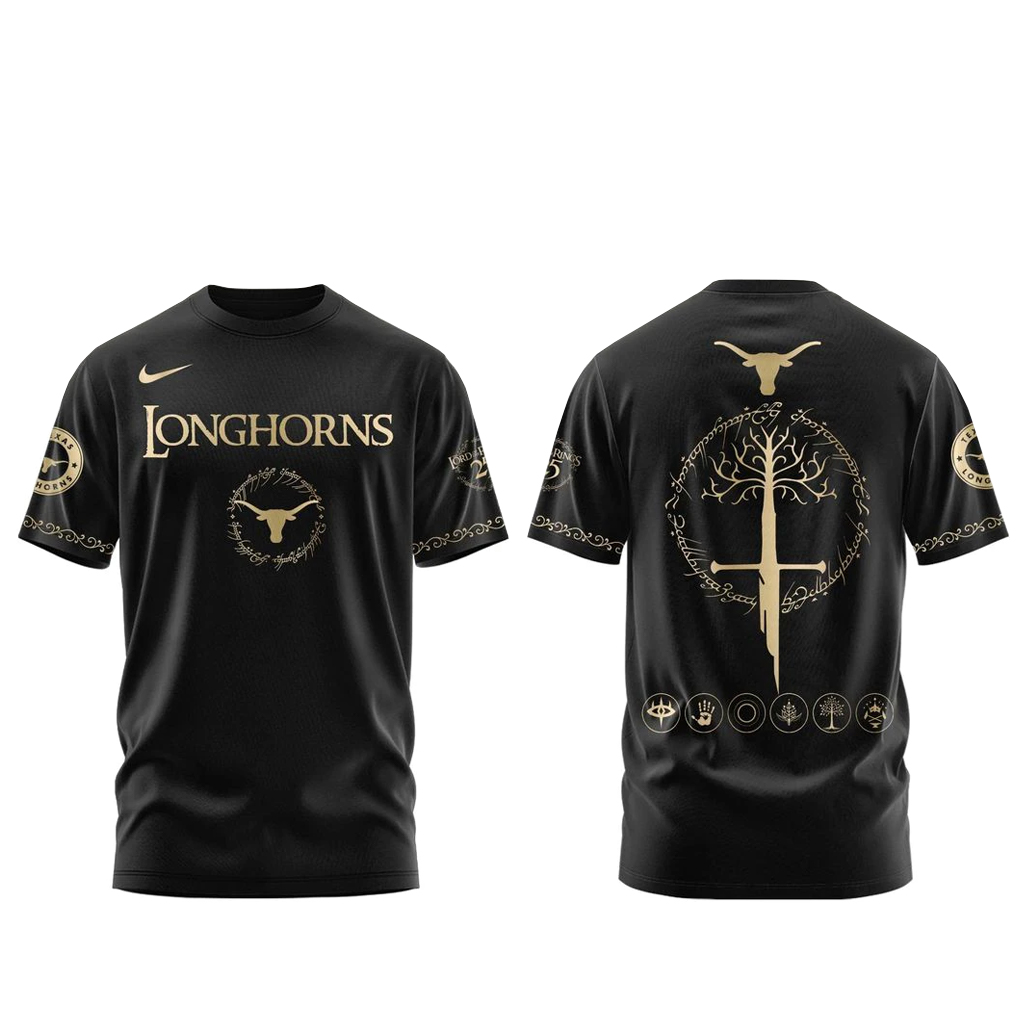 Unisex Texas Longhorns Lord Of The Rings 2026 Black Graphic Shirt for College Sports Fans 1 Unisex Texas Longhorns Lord Of The Rings 2026 Black Graphic T-Shirt for College Sports Fans