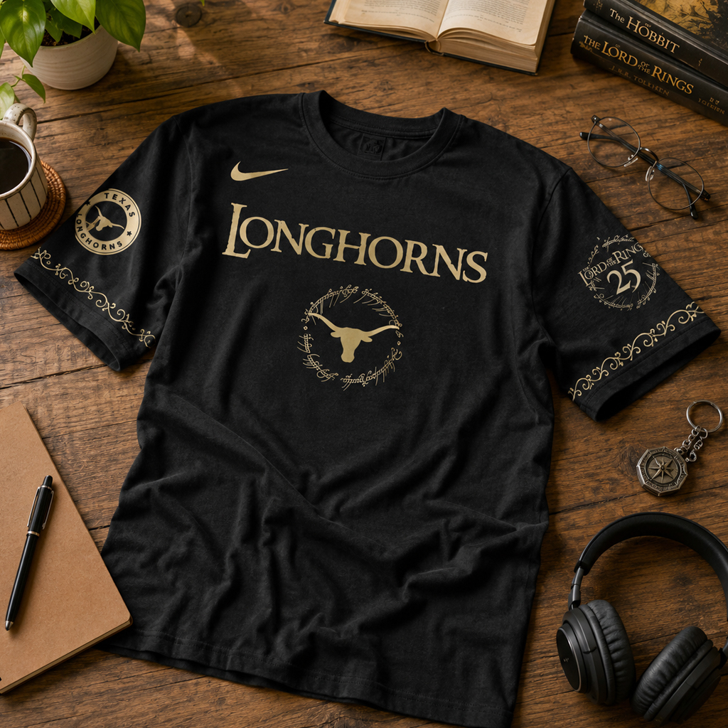 Unisex Texas Longhorns Lord Of The Rings 2026 Black Graphic Shirt for College Sports Fans 3 Unisex Texas Longhorns Lord Of The Rings 2026 Black Graphic T-Shirt for College Sports Fans
