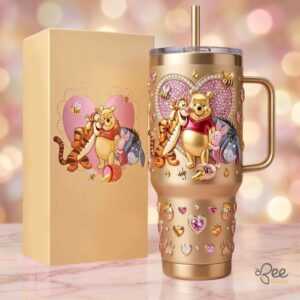Unisex Winnie The Pooh With Handle Graphic Tumbler for Fans