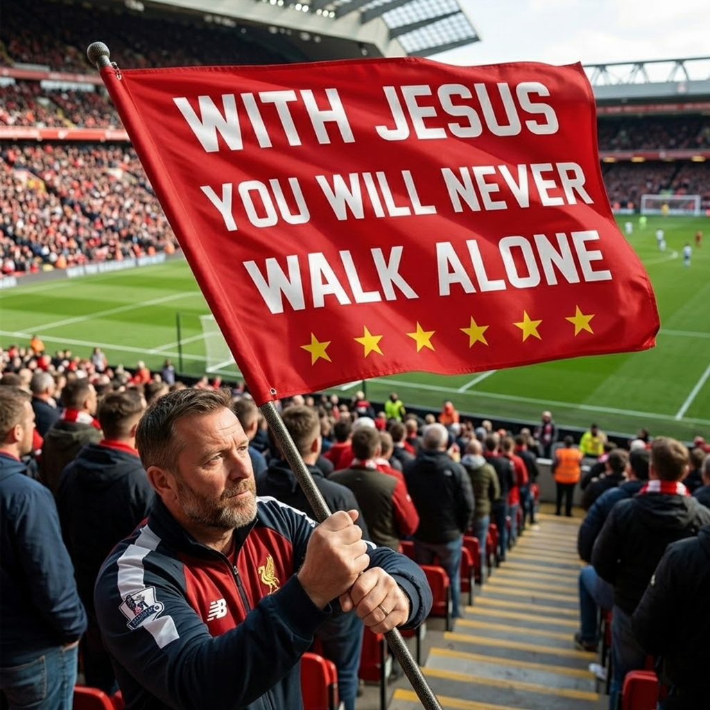 With Jesus You Will Never Walk Alone Flag 3 With Jesus You Will Never Walk Alone Flag