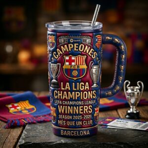 Barcelona La Liga Champions 2025-2026 Graphic Tumbler for Fans