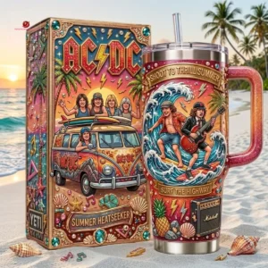 AC/DC Summer Heatseeker Rock Band Handled Tumbler