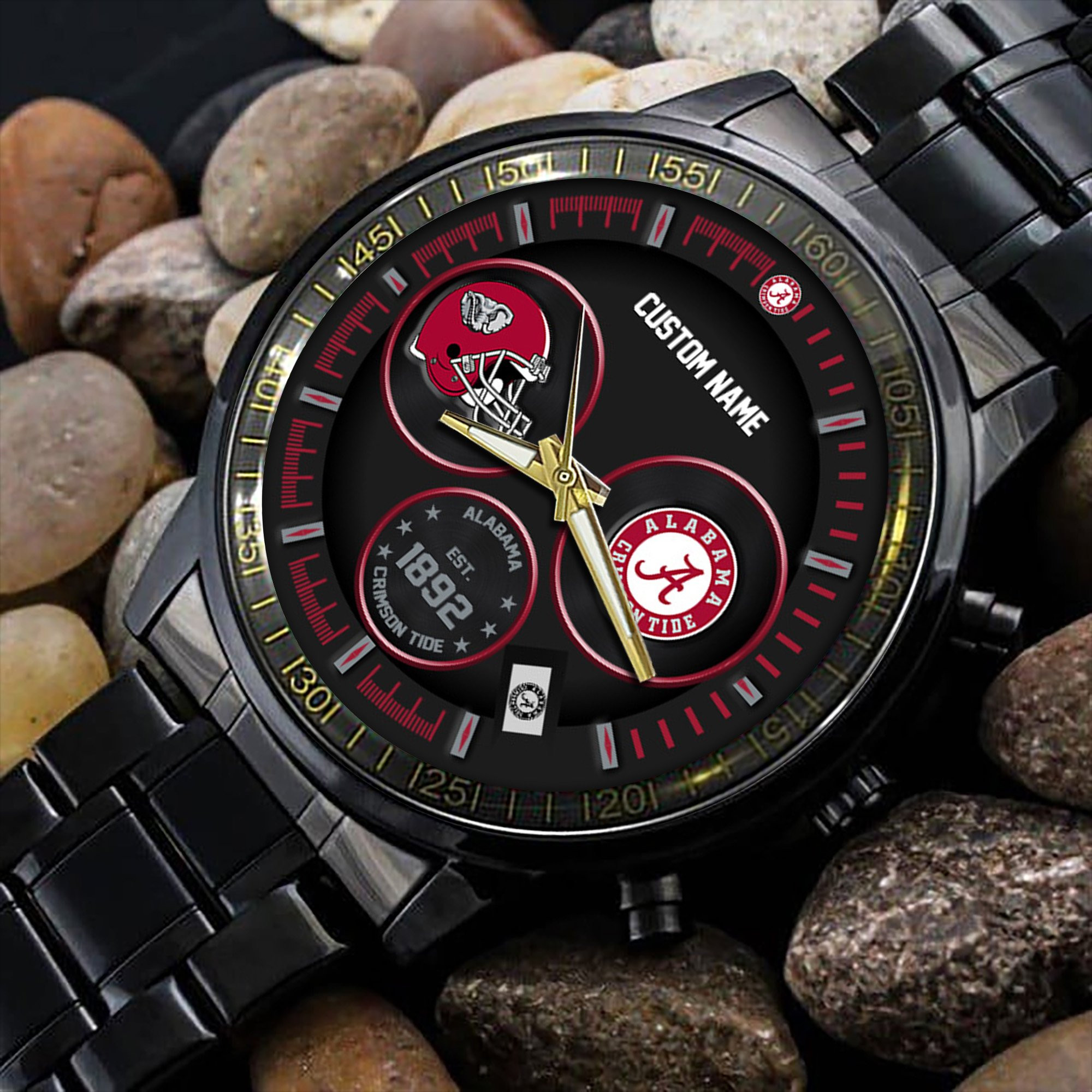 Alabama Crimson Tide Black Stainless Steel Watch 4 Alabama Crimson Tide Black Stainless Steel Watch - Image 4