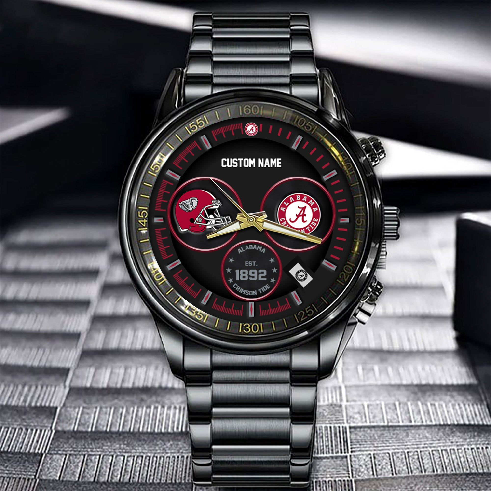 Alabama Crimson Tide Black Stainless Steel Watch 2 Alabama Crimson Tide Black Stainless Steel Watch - Image 2
