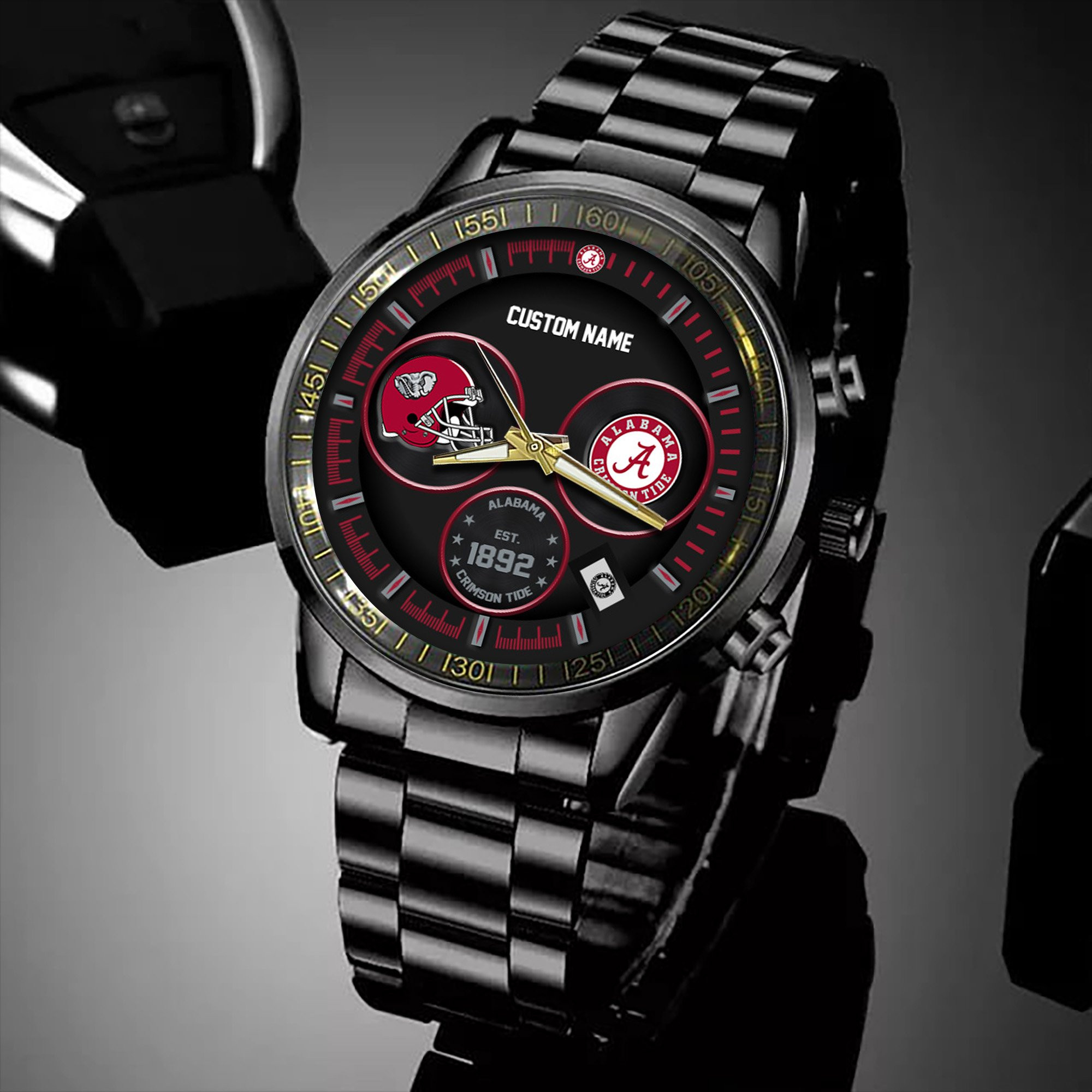 Alabama Crimson Tide Black Stainless Steel Watch 3 Alabama Crimson Tide Black Stainless Steel Watch - Image 3