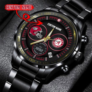 Alabama Crimson Tide Black Stainless Steel Watch