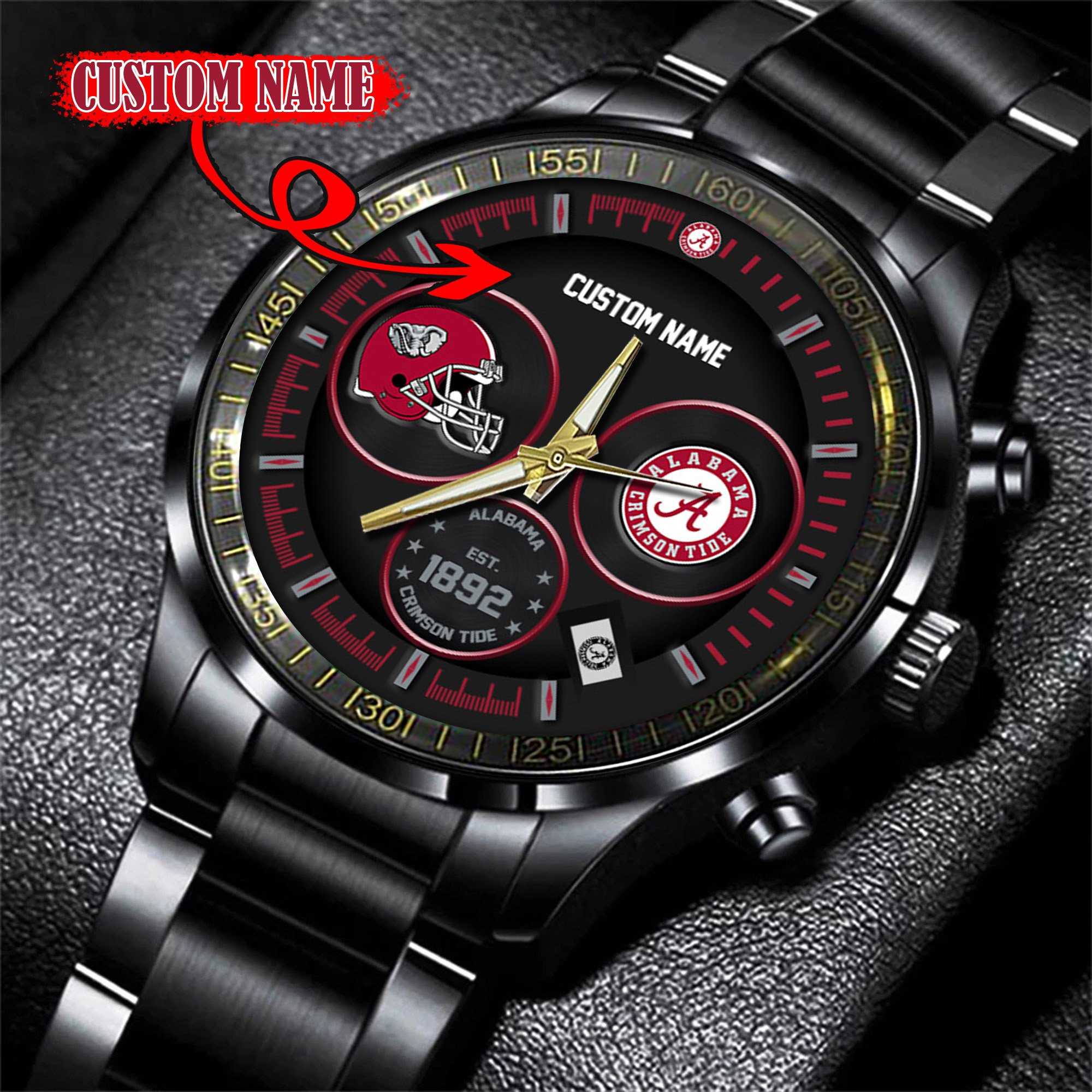 Alabama Crimson Tide Black Stainless Steel Watch 1 Alabama Crimson Tide Black Stainless Steel Watch