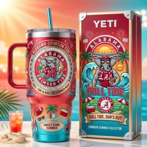 Unisex Alabama Crimson Tide The Summer Wave Graphic Tumbler for College Sports Fans