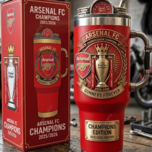 Unisex Arsenal FC Premier League Champions 2026 Graphic Tumbler for Soccer Fans