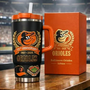 Baltimore Orioles 125th Anniversary 1901-2026 Graphic Tumbler for Baseball Fans