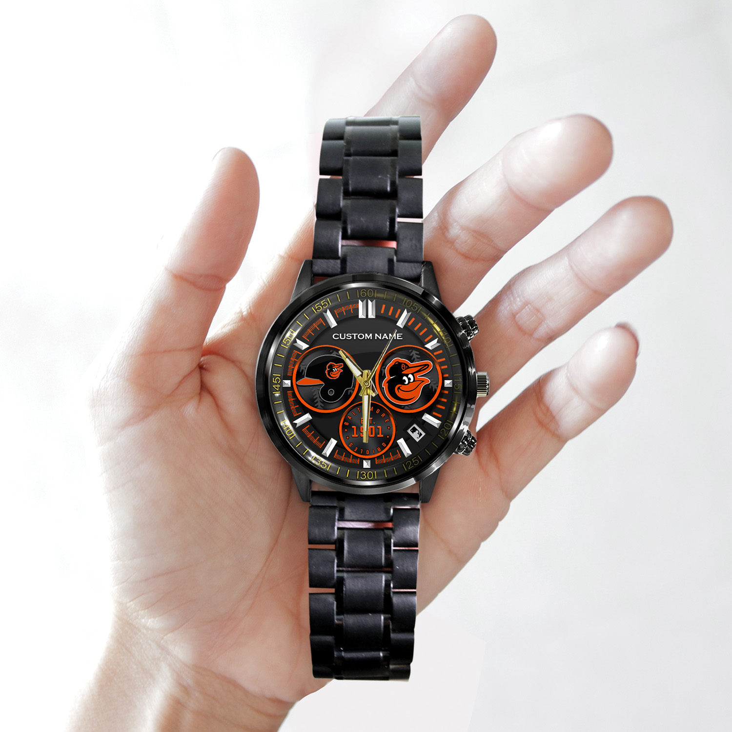 Baltimore Orioles Black Stainless Steel Watch 3 Baltimore Orioles Black Stainless Steel Watch - Image 3