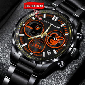 Baltimore Orioles Black Stainless Steel Watch