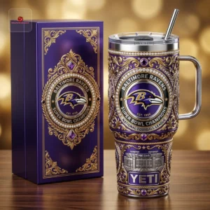 Baltimore Ravens Super Bowl Champions Embellished 40oz Insulated Tumbler