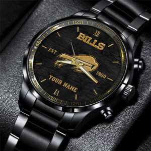Buffalo Bills Black Fashion Sport Black Fashion Steel Watch